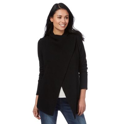 Black ribbed wrap over cardigan